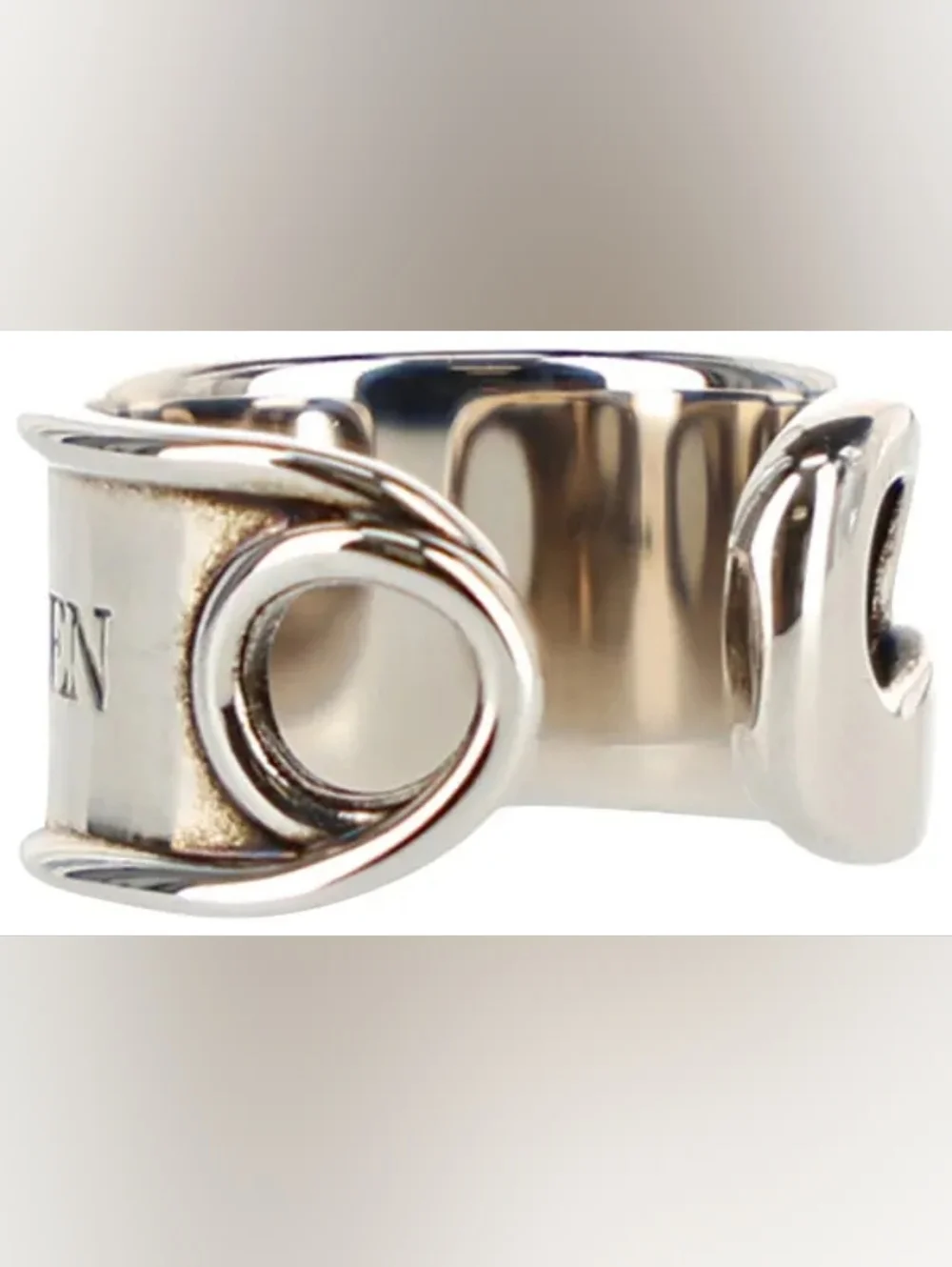 Alexander McQueen Silver Safety Pin Ring Size 21 Italy